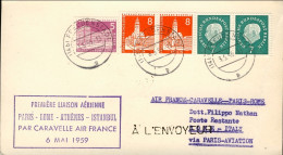 1959-Germania Berlino Cat.Pellegrini N.939 Euro 75, I^volo Parigi-Roma Con Air F - Storia Postale