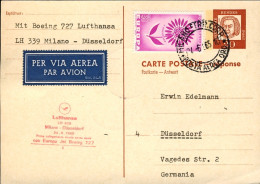 1965-Germania I^volo Milano Dusseldorf Del 24 Giugno Cartolina Postale Risposta  - Covers & Documents