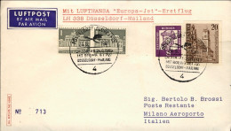 1965-Germania I^volo Lufthansa Dusseldorf-Milano Del 24 Giugno,posta Da Berlino - Storia Postale