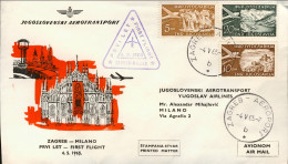 1965-Jugoslavia J.A.T. I^volo Zagabria Milano Del 4 Maggio - Luchtpost