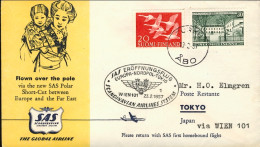 1957-Finlandia I^volo SAS Oslo Tokyo Attraverso Il Polo Nord - Storia Postale