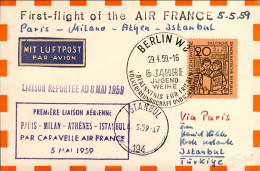 1959-Germania DDR I^volo Air France Parigi Istanbul Del 6 Maggio Con Caravelle P - Briefe U. Dokumente