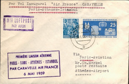 1959-Germania DDR I^volo Air France Parigi Atene Del 6 Maggio Con Caravelle Post - Covers & Documents