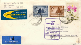 1965-Singapore I^volo Lufthansa Dusseldorf Milano Del 24 Giugno - Singapour (1959-...)