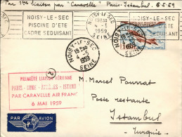 1959-France Francia Cat.Pellegrini N.952 Euro 70, I^volo Air France Parigi-Istan - 1921-1960: Période Moderne