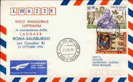 Vaticano-1996 I^volo Lufthansa In Concessione Dalla Laudaer Roma Salisburgo Del  - Airmail