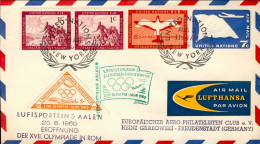 1960-Nazioni Unite Cartoncino Diretto In Germania Bollo Luftsportring Aalen 25.8 - Sonstige & Ohne Zuordnung