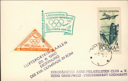 1960-Poland Polska Polonia Cartoncino Diretto In Germania Bollo Luftsportring Aa - Altri & Non Classificati