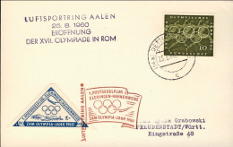 1960-Germania Cartoncino Con Bollo Luftsportring Aalen 25.8.1960 Eroffnung Der X - Covers & Documents