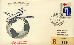 1964-Svizzera I^volo Swissair Zurigo Milano (posta Da Vaduz) - Autres & Non Classés