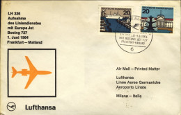 1964-Germania I^volo Lufthansa Boeing 727 LH 336 Francoforte Milano Dell' 1 Giug - Lettres & Documents