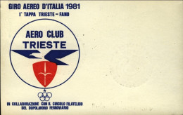 1981-cartolina Dell'aereo Club Trieste Aeroporto Internazionale Ronchi Dei Legio - Poste Aérienne