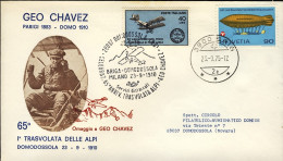 1975-Svizzera Omaggio A Geo Chavez Cachet Briga Domodossola Milano Celebrazioni  - Premiers Vols