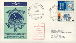 1974-dell'associazione Trasvolatori Atlantici Dispaccio Postale Volo Alitalia Co - Airmail