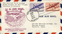 1947-U.S.A. Pan American World Airways I^volo Honolulu Guam-Calcutta India - Other & Unclassified