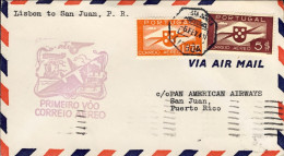 1941-Portogallo I^volo Pan American World Airways Lisbona San Juan Portorico - Storia Postale