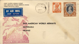 1947-India Pan American World Airways Volo Calcutta India-Honolulu Hawaii + Cach - Altri & Non Classificati