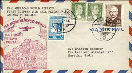 1947-Turchia Pan American World Airways Ankara Turchia-Karachi Del 9 Marzo - Brieven En Documenten