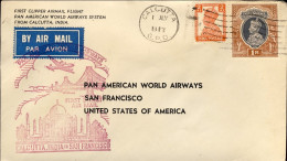 1947-India Pan American World Airways Bollo Calcutta San Francisco +cachet - Sonstige & Ohne Zuordnung