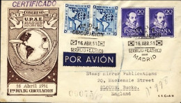 1951-Spagna Fdc Illustrata Raccomandata "VI Congresso UPAE Madrid" - FDC