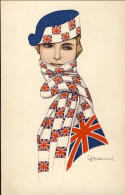 1920ca.Italia "hostess Con Sciarpa E Cappellino Con Motivi Union Jack"disegnator - Women