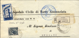 1956-piego Ospedaliero Raccomandato Affrancato L.5 Siracusana + L.60 Europa - 1946-60: Poststempel