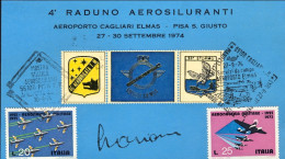 1974-cartolina Del 4^ Raduno Aerosiluranti Aeroporto Cagliari Elmas-Pisa San Giu - Cinderellas