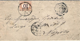 1888-piego Raccomandato Tassato Con Segnatasse 10c. Firmata Chiavarello Dell'int - Marcophilia
