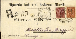 1895-depliant Raccomandato Affr.mista Due Re,con 2c.Cifra + 5c.Umberto I (difett - Marcophilia