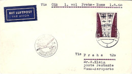 1960-Germania Berlino I^volo CSA Praga Roma Del 1 Aprile Posta Da Berlino Ovest  - Storia Postale