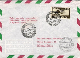 1960-volo Speciale Milano Malpensa Per Il Cinquantenario Del Circuito Aereo Di V - Airmail