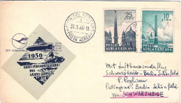 Vaticano-1960 Cartoncino Lufthansa Con Erinnofilo Commemorativo Del I^volo Zeppe - Aéreo