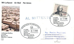 1988-Germania Cartolina Ufficiale Lufthansa I^volo Da Monaco Dispaccio Straordin - Sonstige & Ohne Zuordnung