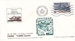 1982-Francia "arriva Il Concorde" I^volo Parigi Torino Del 23 Ottobre Con Certif - 1961-....