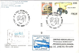 1989-cartolina Commemorativa Raccomandata 50^ Anniversario I^volo Di Linea Roma  - Poste Aérienne
