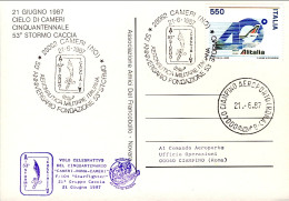1987-cinquantennale 53^ Stormo "G.Chiarini" Stemma Storico Con Bollo Volo Celebr - Airmail