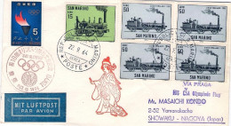 1964-San Marino Aerogramma Diretto A Showaku Nagoya "Mit CSA Olympiade Flug Via  - Other & Unclassified