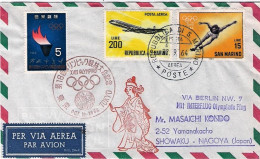 1964-San Marino Aerogramma Diretto A Showaku Nagoya "Mit Interflug Olympiade Flu - Luchtpost