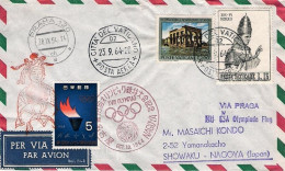 Vaticano-1964 Diretto A Showaku Nagoya "Mit CSA Olympiade Flug Via Praha"cachet  - Poste Aérienne