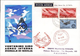 1968-20^ Giro Aereo Internazionale Di Sicilia Del 30 Giugno - Poste Aérienne