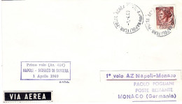 1969-con Bollo I^volo AZ 270 Napoli-Monaco Di Baviera Del 1 Aprile Affrancato L. - Luftpost