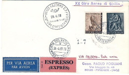 Vaticano-1968 Busta 20^ Giro Aereo Internazionale Di Sicilia - Posta Aerea