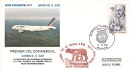 1988-France Francia Air France I^volo Commerciale Con Airbus A 320 Parigi Roma D - Covers & Documents