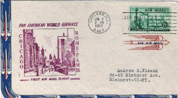 1957-U.S.A. Cachet Vinaceo I^volo FAM 18 Chicago Roma Del 2 Giugno - Autres & Non Classés