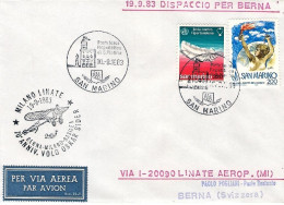 1983-San Marino Aerogramma Dispaccio Per Berna Cachet 70^ Anniversario Volo Oska - Poste Aérienne