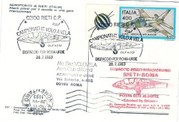 1983-cartolina Illustrata Aeroporto Di Rieti Alianti Pronti Per Il Decollo In Un - Luftpost