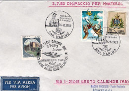 1983-San Marino Aerogramma Volo Speciale In Formazione Per Il Cinquantenario Del - Poste Aérienne