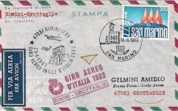 1983-San Marino Aerogramma Volo Postale Rimini Grottaglie Dispaccio Aereo Straor - Luftpost