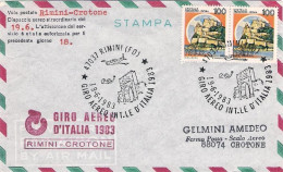 1983-volo Postale Rimini Crotone Dispaccio Aereo Straordinario Del19 Giugno Per  - Airmail
