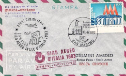 1983-San Marino Aerogramma Volo Postale Rimini Crotone Dispaccio Aereo Straordin - Luftpost